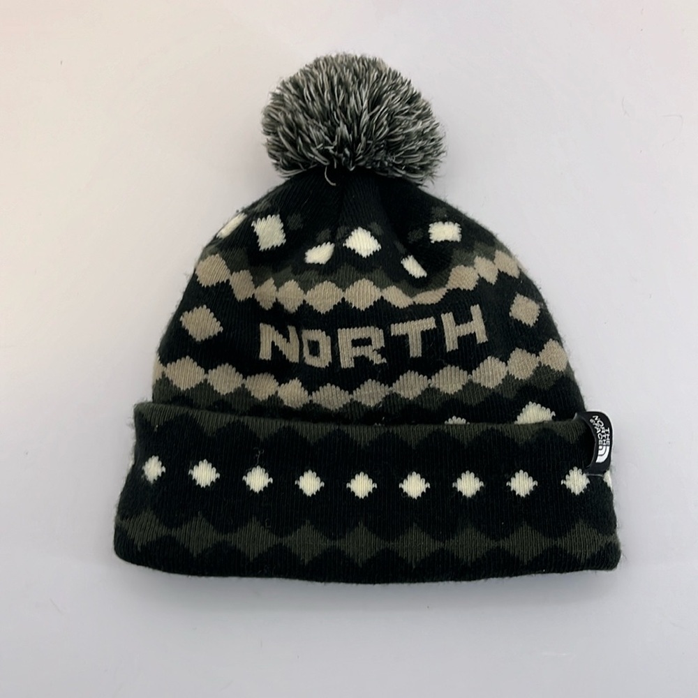 The North Face Winter Knit Beanie Hat Ski Tuke V Black, Cream, Olive Argyle